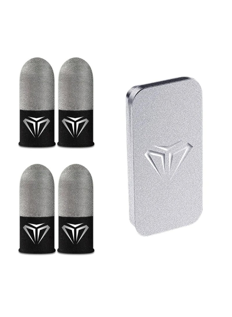 2 Pairs Gamer Finger Sleeves, Sweatproof and Breathable Gaming Finger Covers for Mobile Games, Anti-Sweat Touchscreen Fingertip Covers for Android/iOS, Comfortable & Durable, Includes  Metal Storage Box  - Image 1