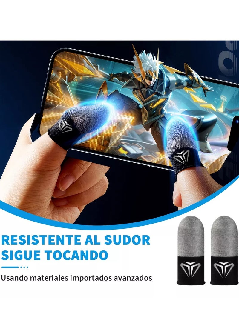 2 Pairs Gamer Finger Sleeves, Sweatproof and Breathable Gaming Finger Covers for Mobile Games, Anti-Sweat Touchscreen Fingertip Covers for Android/iOS, Comfortable & Durable, Includes  Metal Storage Box  - Image 4
