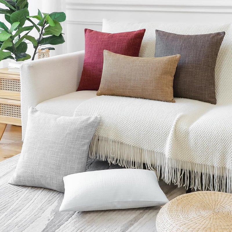 OTOSTAR Pack of 2 Throw Pillow Covers 12x20 Inch Linen Light Grey Pillowcases Farmhouse Decorative Solid Pillow Covers 30x50 cm Lumbar Cushion Case for Home Decor Sofa Couch Bed (Light Grey) - Image 5