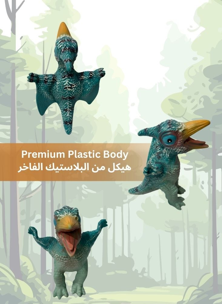 بريميم لعبة ديناصور بتيروصور أزرق صغير للأطفال - شخصية ديناصور خيالية لطيفة بعيون كبيرة، لعبة حيوان تفاعلية للأطفال الصغار، للعب التخيلي وهدية رائعة - Image 3