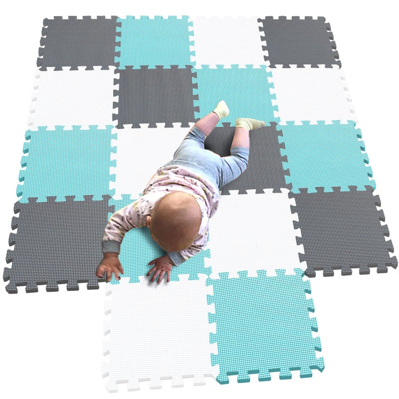 MQIAOHAM® 18 Pieces Puzzle Play Mats, Soft Baby Play Mat, Kids Interlocking Foam Floor Tiles, Toddlers Carpet Playmats G301018-101108112 - Image 1
