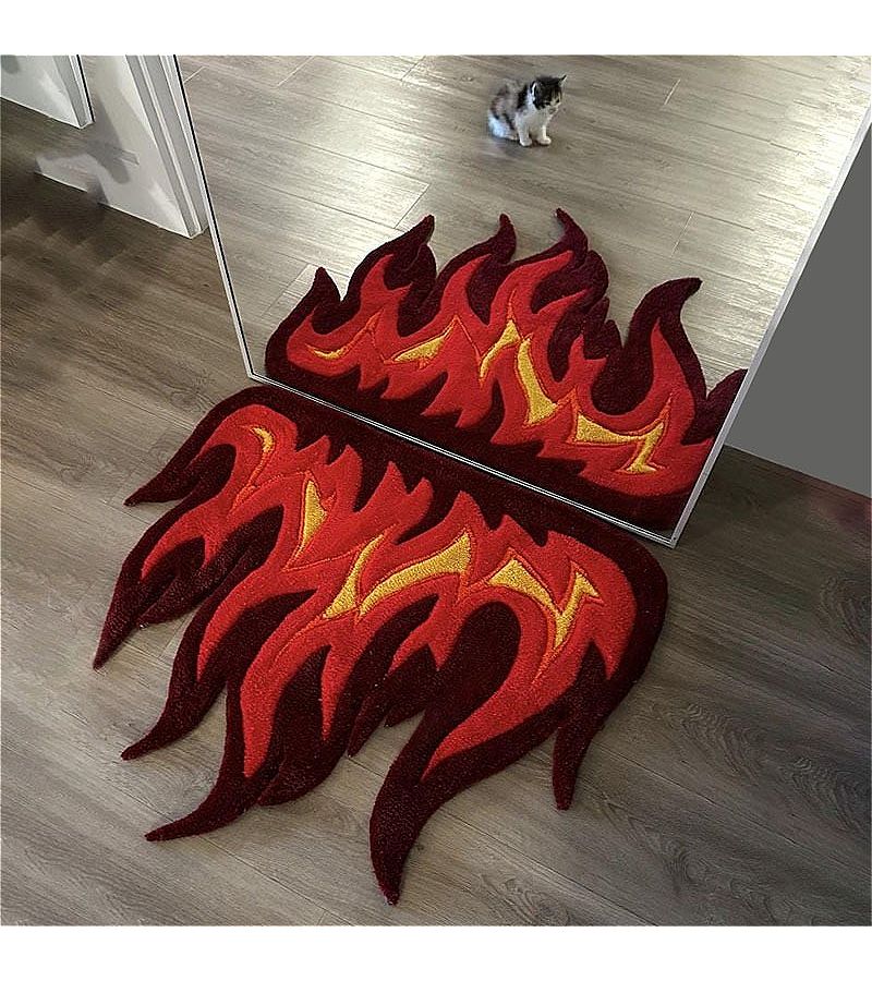 Red Yellow Flame Soft Warm Thick Pile Rug 25.59x31.5inch - Image 1