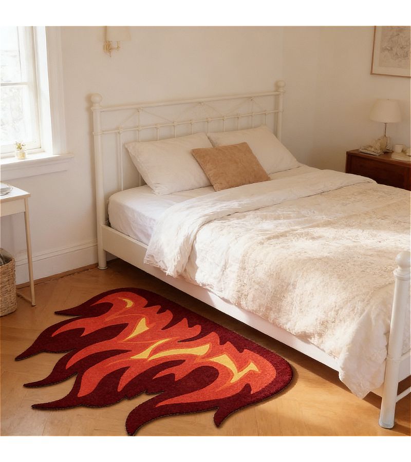 Red Yellow Flame Soft Warm Thick Pile Rug 25.59x31.5inch - Image 4