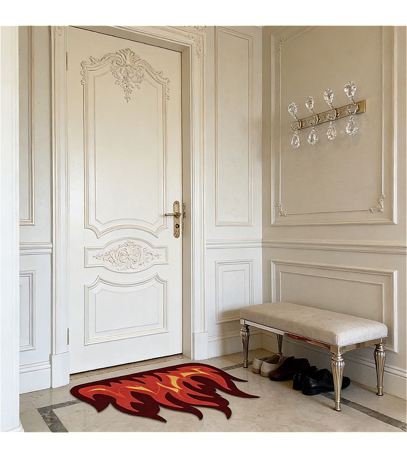 Red Yellow Flame Soft Warm Thick Pile Rug 25.59x31.5inch - Image 5