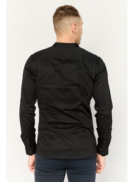 Jack Jones Men Super Slim Fit Solid Long Sleeves Casual Shirt, Black  - Image 4