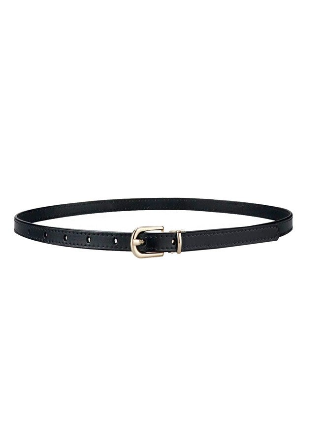 macoking Thin Belts for Women Leather Black Skinny Belt for Dresses Pants Adjustable S - Image 1