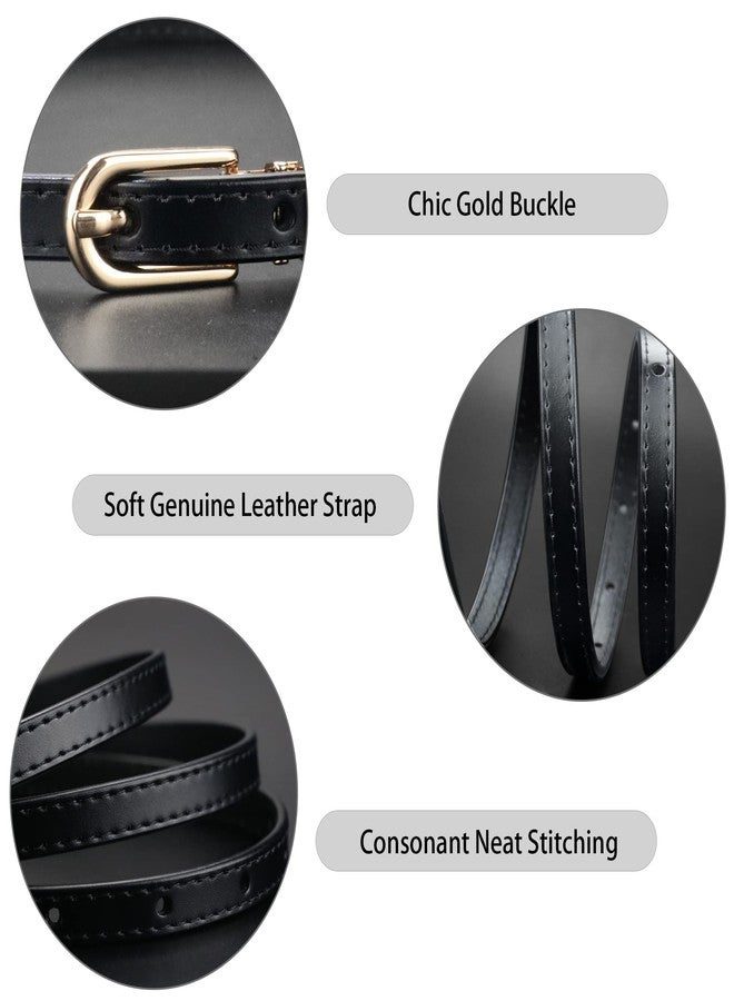 macoking Thin Belts for Women Leather Black Skinny Belt for Dresses Pants Adjustable S - Image 4