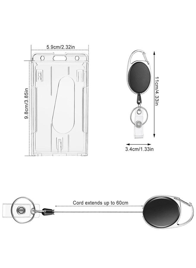 وهاواي 2 Pack Hard Plastic Badge Holders with Heavy Duty Badge Reels,Transparent Thumb Slot PC Hard Plastic Card Protector for Nurse Doctor Teacher Office School Hospitl Credit Card Key(Horizontal) - Image 2