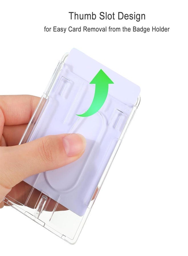 وهاواي 2 Pack Hard Plastic Badge Holders with Heavy Duty Badge Reels,Transparent Thumb Slot PC Hard Plastic Card Protector for Nurse Doctor Teacher Office School Hospitl Credit Card Key(Horizontal) - Image 5