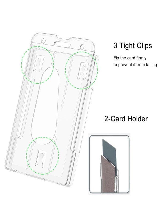 وهاواي 2 Pack Hard Plastic Badge Holders with Heavy Duty Badge Reels,Transparent Thumb Slot PC Hard Plastic Card Protector for Nurse Doctor Teacher Office School Hospitl Credit Card Key(Horizontal) - Image 4