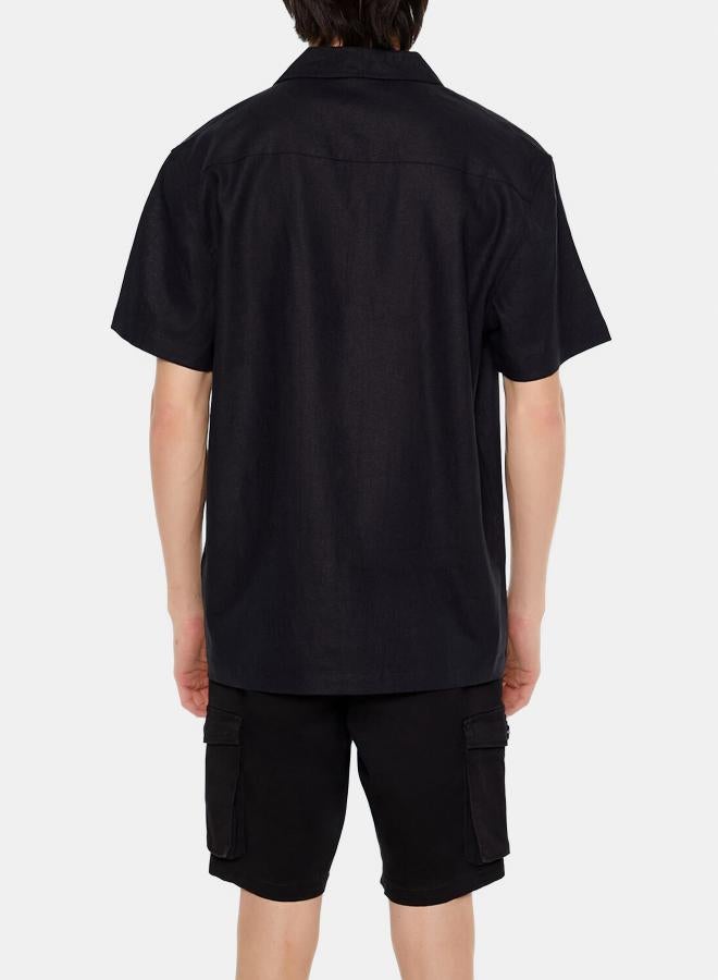 FOREVER 21 Linen-Blend Cuban-Collar Shirt  - Image 5