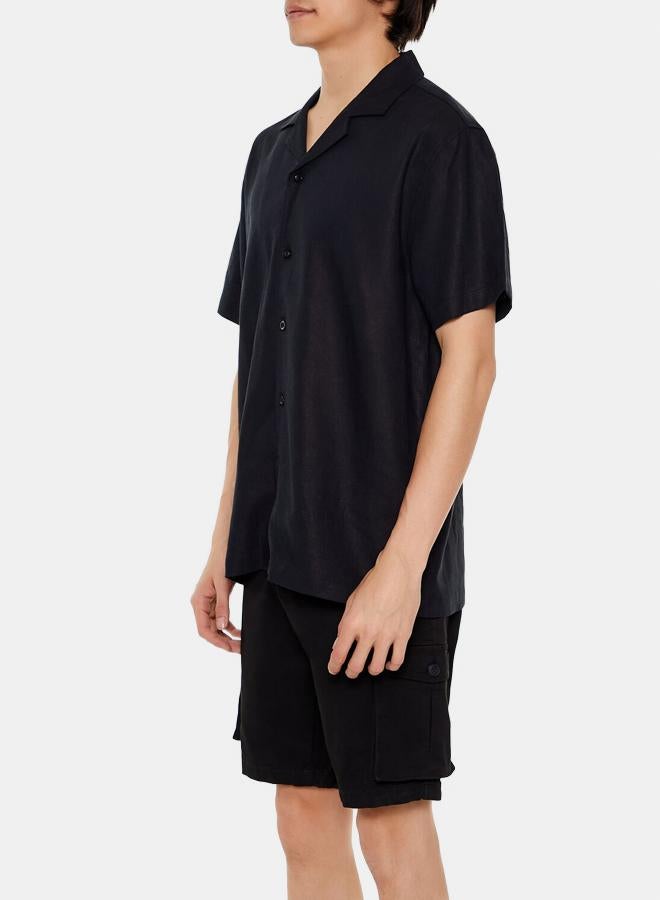 FOREVER 21 Linen-Blend Cuban-Collar Shirt  - Image 3