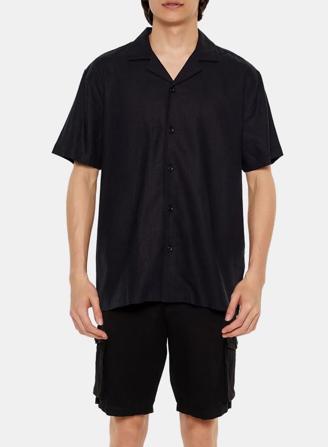 FOREVER 21 Linen-Blend Cuban-Collar Shirt  - Image 1