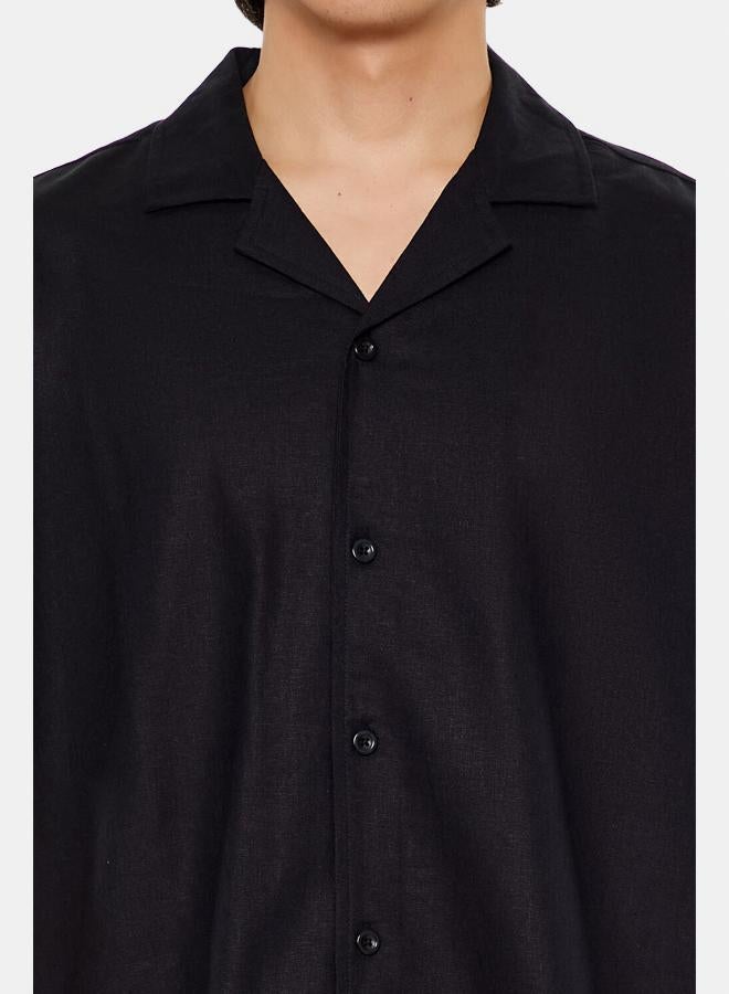 FOREVER 21 Linen-Blend Cuban-Collar Shirt  - Image 4