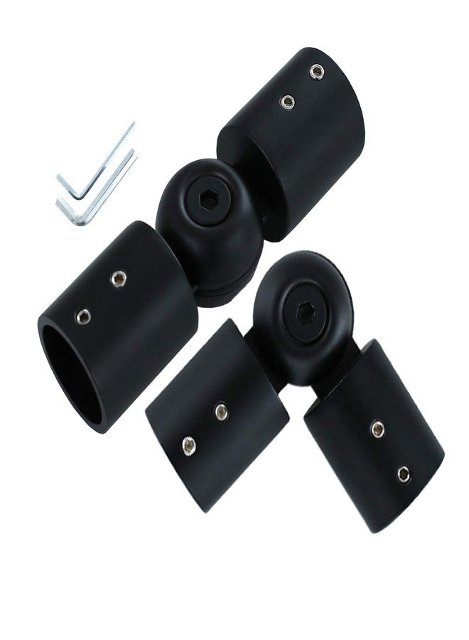 Elifel Window Corner Curtain Rod Connector Set of 2, Adjustable Curtains Rods Connector for Bay Windows Blinds with 1 inch Black Color Metal - Image 1