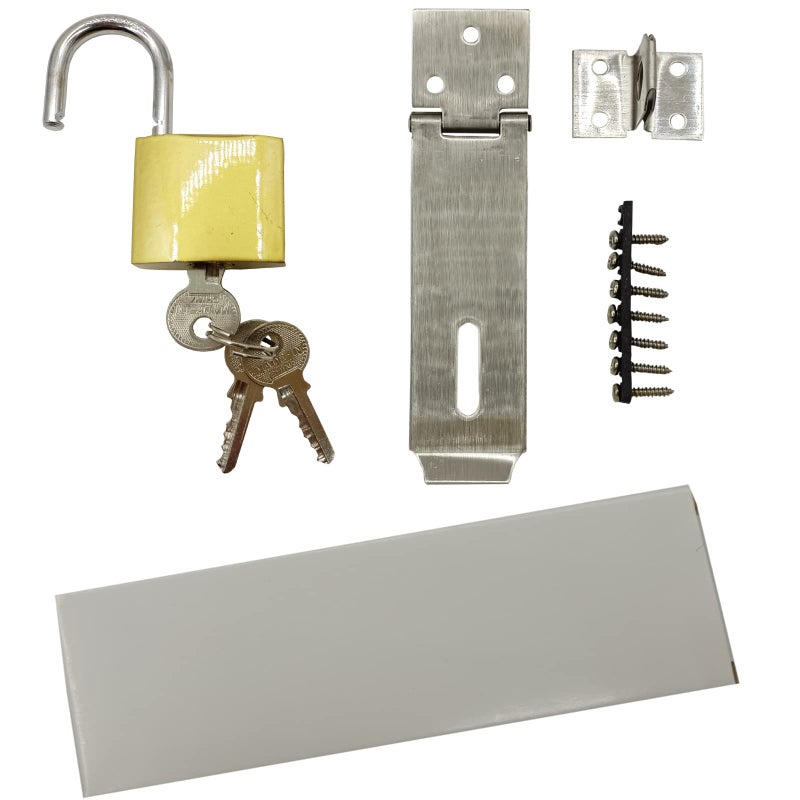 Arlai 4" Stainless Steel Latch Lock Padlock hasp Set, with Screws and Padlock, Your Own Fence Locks gate Lock, for shed Locks with Keys Lock hasp Set - Image 5
