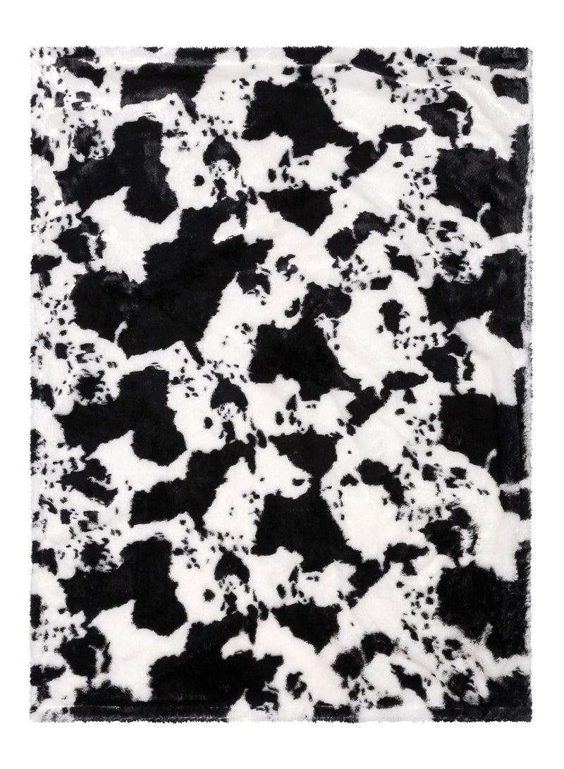 Trend Lab Cow Print Plush Baby Blanket-Cow Print Plush, White Back, Black, White, 30 in x 40 in - Image 3
