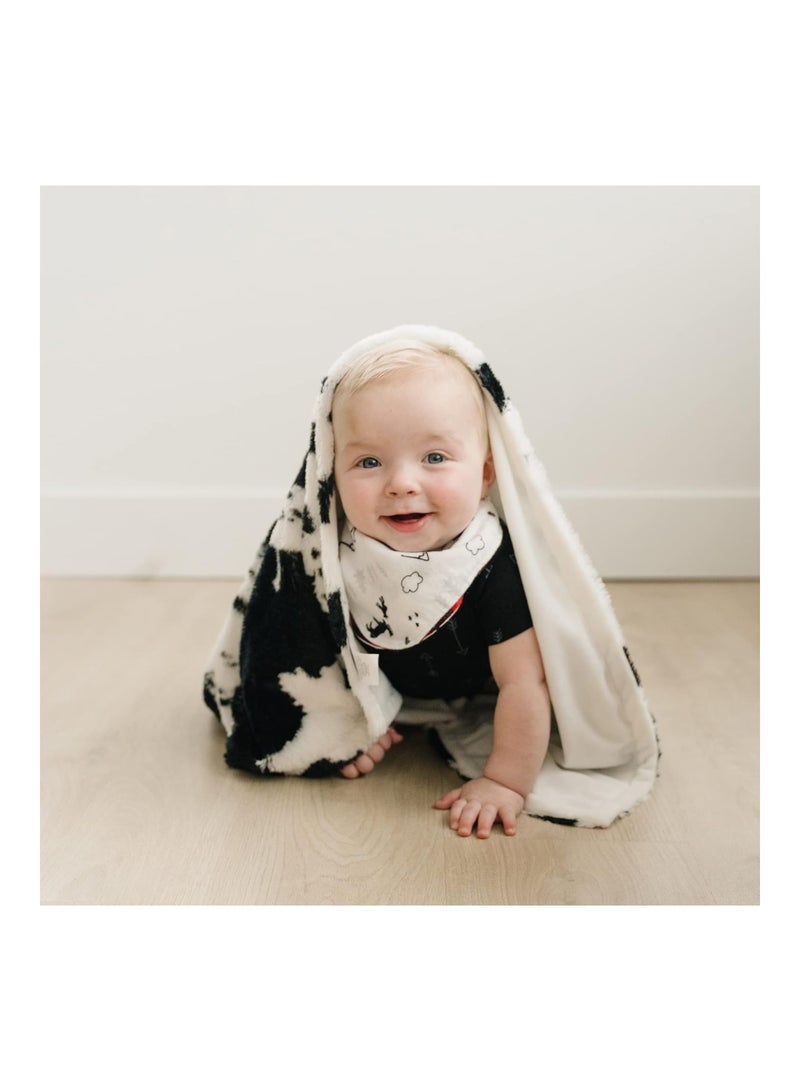 Trend Lab Cow Print Plush Baby Blanket-Cow Print Plush, White Back, Black, White, 30 in x 40 in - Image 5