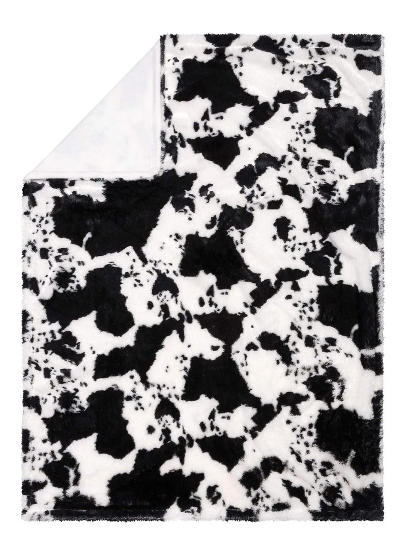 Trend Lab Cow Print Plush Baby Blanket-Cow Print Plush, White Back, Black, White, 30 in x 40 in - Image 4