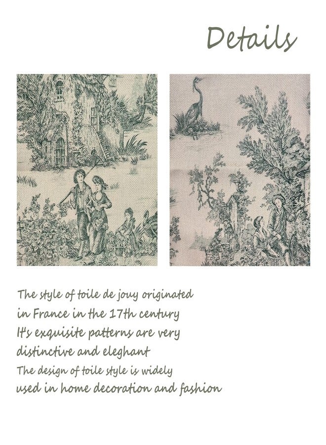 CALHogar Toile Pillow Covers,French Country Decor,Spring Pillow Cover,Green Lumbar Pillow,Decorative Pillows for Bed,Vintage Throw Pillows,Lumbar Pillow Cover 12 * 20 in - Image 3