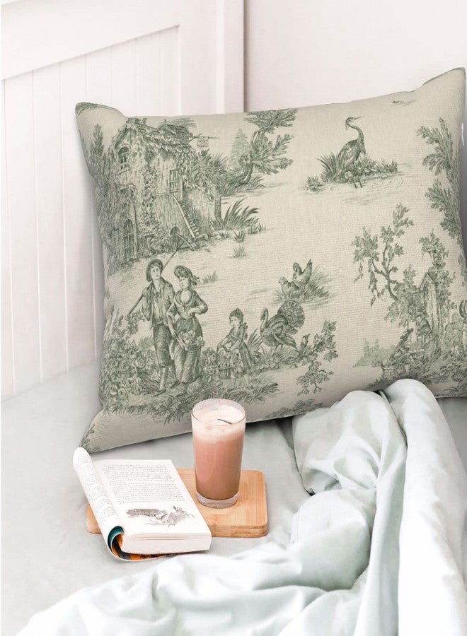 CALHogar Toile Pillow Covers,French Country Decor,Spring Pillow Cover,Green Lumbar Pillow,Decorative Pillows for Bed,Vintage Throw Pillows,Lumbar Pillow Cover 12 * 20 in - Image 1