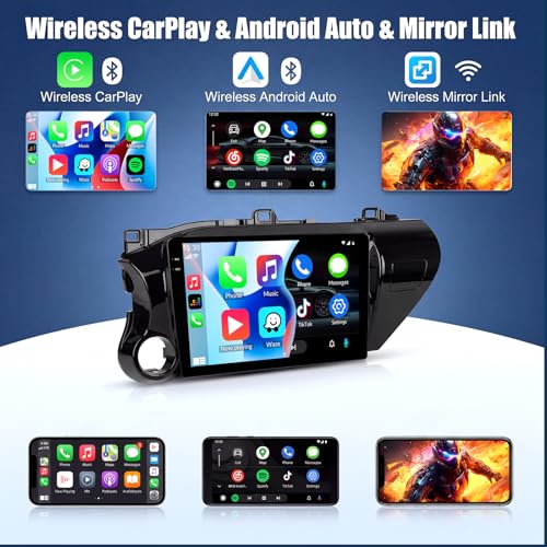 UNITOPSCI 4+64G Android 15 Car Stereo for Toyota Hilux 2015-2020 with Wireless Carplay Android Auto, 10'' 1280 * 720P Touchscreen Bluetooth 5.0 GPS WiFi AHD Rear Camera FM RDS EQ SWC - Image 3