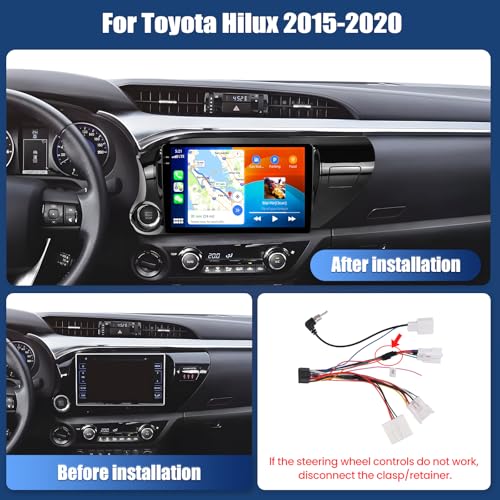 UNITOPSCI 4+64G Android 15 Car Stereo for Toyota Hilux 2015-2020 with Wireless Carplay Android Auto, 10'' 1280 * 720P Touchscreen Bluetooth 5.0 GPS WiFi AHD Rear Camera FM RDS EQ SWC - Image 2