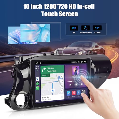 UNITOPSCI 4+64G Android 15 Car Stereo for Toyota Hilux 2015-2020 with Wireless Carplay Android Auto, 10'' 1280 * 720P Touchscreen Bluetooth 5.0 GPS WiFi AHD Rear Camera FM RDS EQ SWC - Image 4