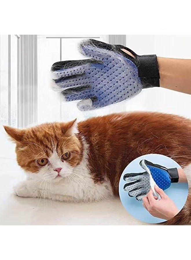 Professional Pet Grooming Glove Brush for Dogs & Cats - Left Hand Silicone Deshedding Tool - Blue - Image 4