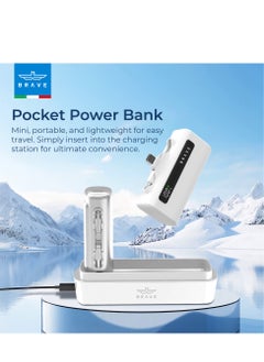 Brave Compact Power Bank 4-in-1 with Charging Station, 4-Pack 5000mAh External Battery Pack, LED Display, Built-in Type-C & Lightning Connectors, 22.5W USB-C Portable Charger, Fast Charging for iPhone 16/15/14/13/12, Samsung S24/S23/S22, iPad Pro, AirPods Pro, Ideal for Home, Office, Cafe, Hotel, Restaurant, Travel & More (White)  - Image 2