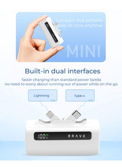 Brave Compact Power Bank 4-in-1 with Charging Station, 4-Pack 5000mAh External Battery Pack, LED Display, Built-in Type-C & Lightning Connectors, 22.5W USB-C Portable Charger, Fast Charging for iPhone 16/15/14/13/12, Samsung S24/S23/S22, iPad Pro, AirPods Pro, Ideal for Home, Office, Cafe, Hotel, Restaurant, Travel & More (White)  - Image 3
