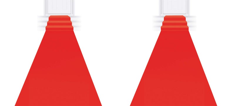 Beistle Red Carpet Runners - 2-Pack Hollywood Party Aisle Decorations with Double Stick Tape for Awards Night, Movie Theme Parties, Gala Entrances, VIP Walkways & Glamorous Events, 24" x 15' - Image 1