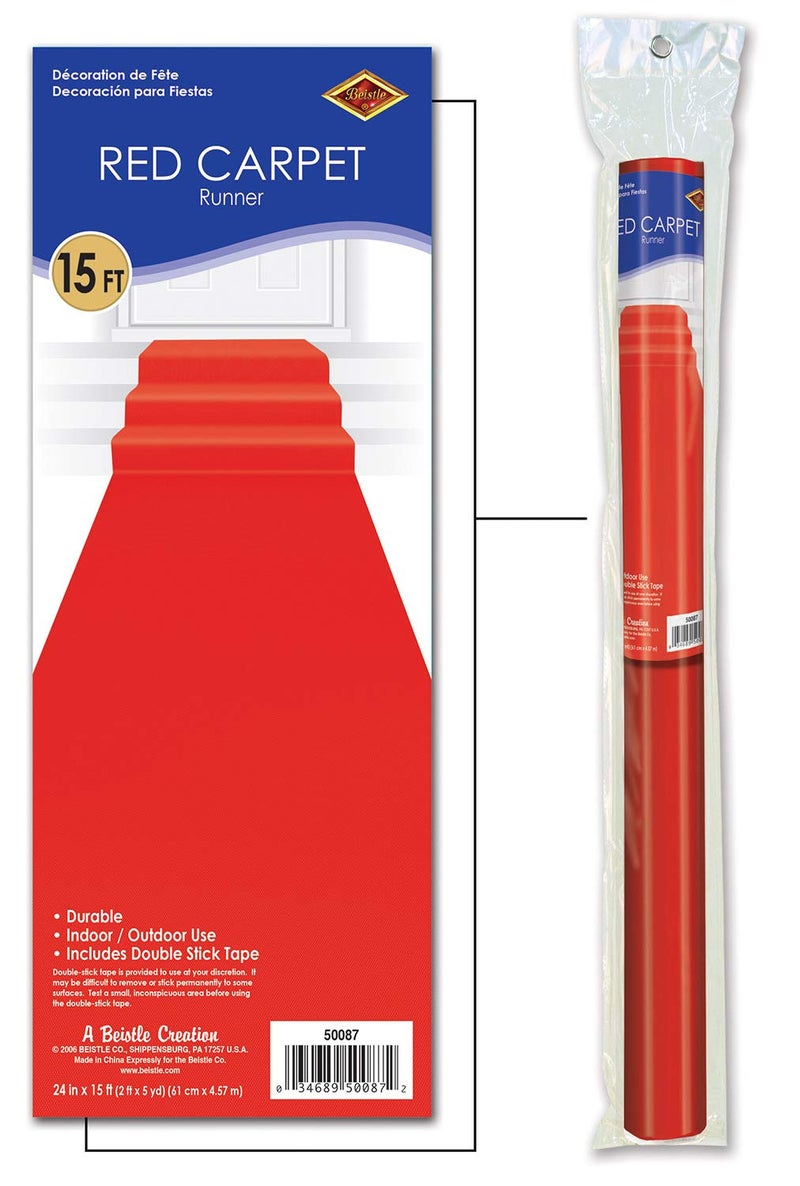 Beistle Red Carpet Runners - 2-Pack Hollywood Party Aisle Decorations with Double Stick Tape for Awards Night, Movie Theme Parties, Gala Entrances, VIP Walkways & Glamorous Events, 24" x 15' - Image 3