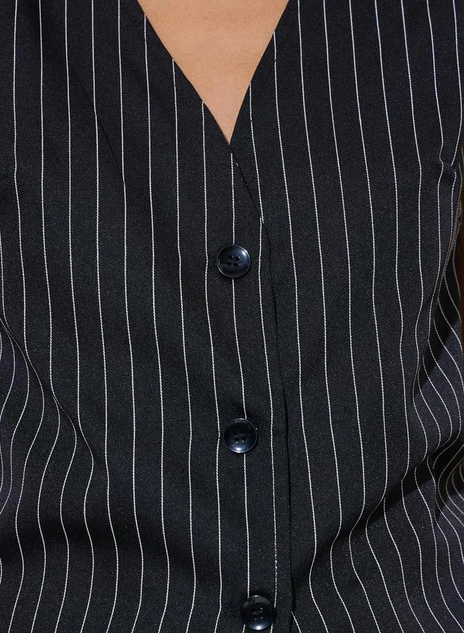 Take Two  Black Pinstripe Waistcoat and Wide-Leg Co-Ord Set for Women | Best Price UAE