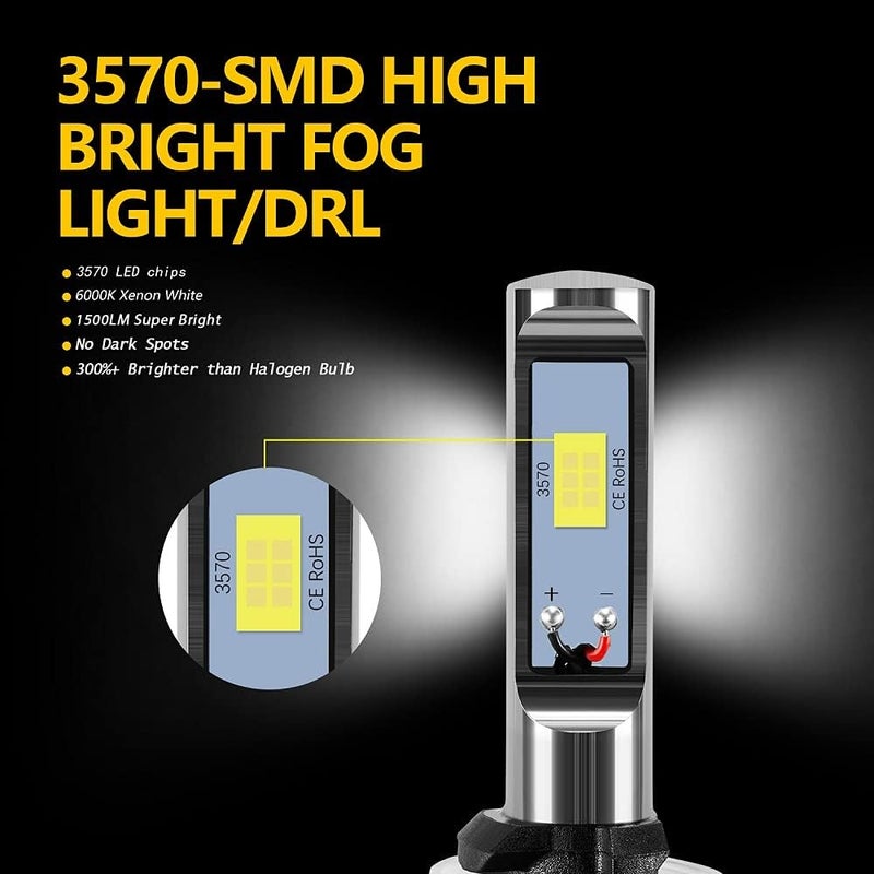 AUXLIGHT 881 LED Fog Light DRL Bulbs, 3000 Lumens Extremely Bright 889 886 894 862 896 898 Bulbs Replacement for Cars, Trucks, 6000K Xenon White - Image 5
