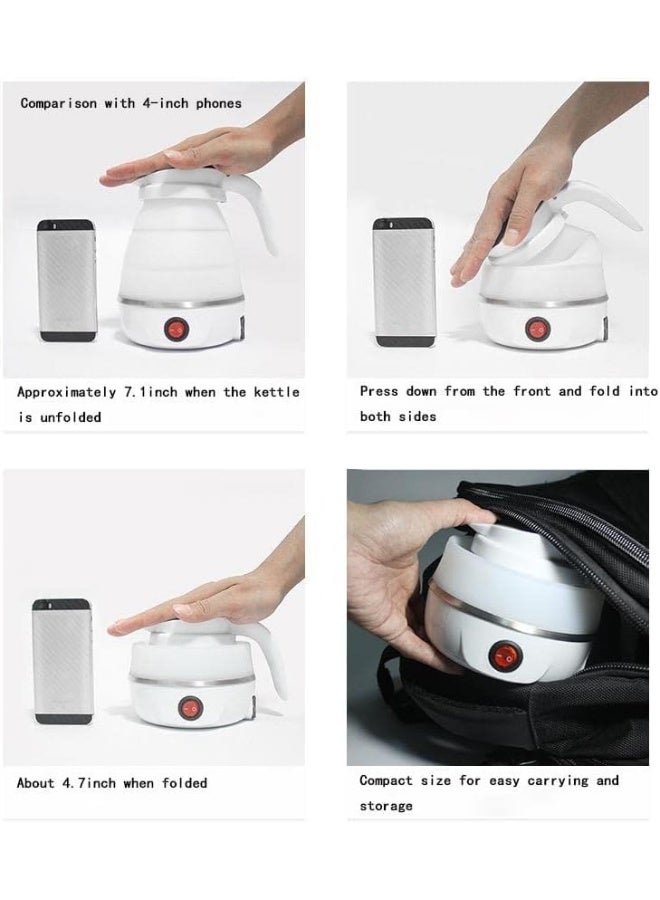 ECVV Travel Foldable Silicon Water Heater Jug Collapsible Mini Portable Electric Kettle (White)  - Image 4