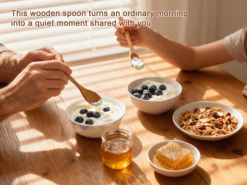 UANJBYO 6 Piece Small Wooden Spoons Set - Premium Beech Wood Spoons in 3 Sizes (4.9", 5.9", 7.1") for Honey, Tea, Coffee, Multi-Purpose Mini Teaspoons Utensils for Ice Cream and Soup - Image 5