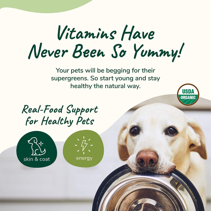 kin+kind Organic Multivitamin for Dogs&Cats - Vitamins and Supplements for Healthy Skin+Coat - Natural Formula with Wheatgrass, Kelp, Flax Seed, Seaweed and Coconut - Small 4 oz - Made in USA - Image 4