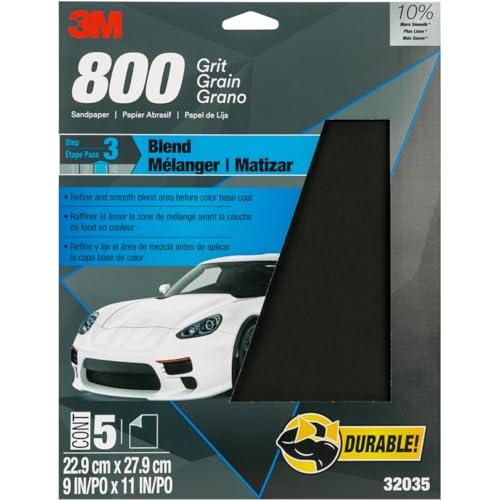 3M Wetordry Sandpaper, 32035, 800 Grit, 9 in x 11 in, 5 Sheets Per Pack - Image 1