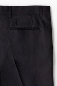 H&M Navy blue Slim Fit Linen suit trousers for Men | Best Price UAE