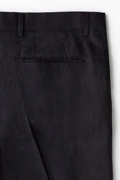 H&M Navy blue Slim Fit Linen suit trousers for Men | Best Price UAE