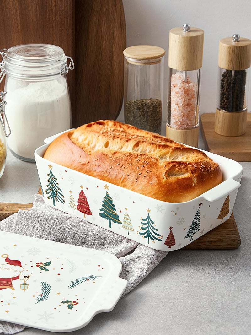 Samsle 76 oz Ceramic Baking Dish With Lid, 11.4in, Christmas baking Casserole Dish Set Lasagna Pan Deep for holiday gift, Deep Baking Pan with Handles, Microwave, Dishwasher, and Oven Safe - Image 5