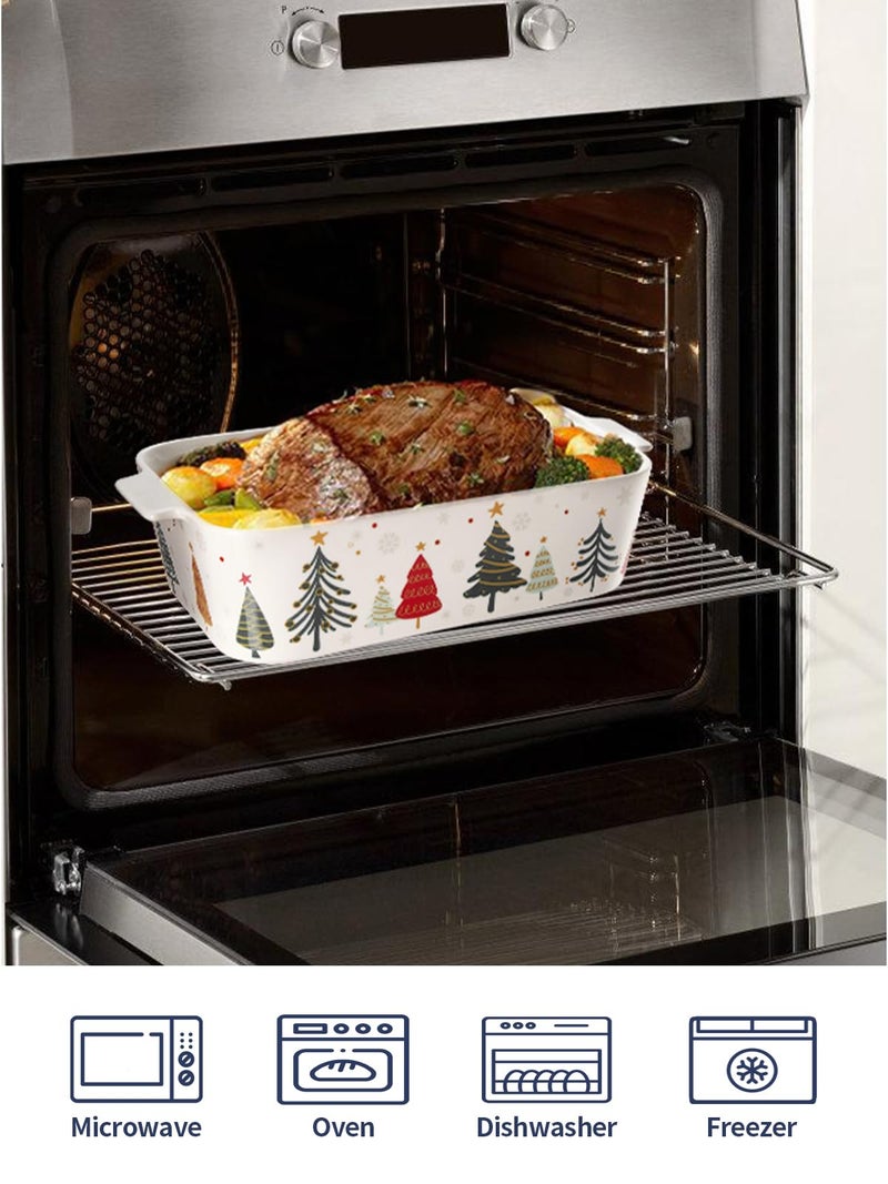 Samsle 76 oz Ceramic Baking Dish With Lid, 11.4in, Christmas baking Casserole Dish Set Lasagna Pan Deep for holiday gift, Deep Baking Pan with Handles, Microwave, Dishwasher, and Oven Safe - Image 2