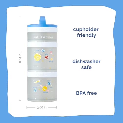 Whiskware Stackable Snack Containers for Kids and Toddlers, 3 Stackable Snack Cups for School and Travel, Our Solar System(Pack of 1) - Image 2