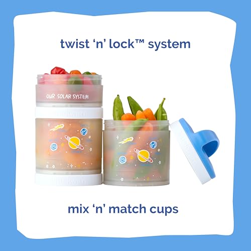 Whiskware Stackable Snack Containers for Kids and Toddlers, 3 Stackable Snack Cups for School and Travel, Our Solar System(Pack of 1) - Image 3