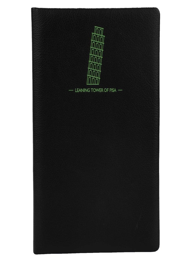 COMMA Laser - A5 Size Hard Bound Notebook - 224 Pages (192 Ruled Natural Shade + 32 Un-Ruled Green) - 80gsm - Dual Colour Soft PU Leather Cover - with Green Laser Etching of The Leaning Tower of Pisa - Image 1