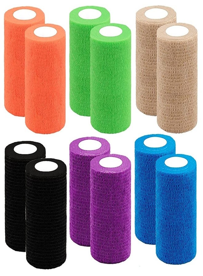 A-TAPE Cohesive Crepe Bandage, Elastic Self Adhesive Tape for Sports Injury, Strain, Knee & Wrist, Ankle Sprains & Swelling (10 cm X 4.5 mtr- Pack of 12) Multicolor - Image 1