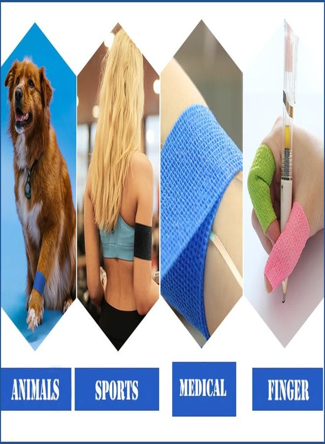 A-TAPE Cohesive Crepe Bandage, Elastic Self Adhesive Tape for Sports Injury, Strain, Knee & Wrist, Ankle Sprains & Swelling (10 cm X 4.5 mtr- Pack of 12) Multicolor - Image 3