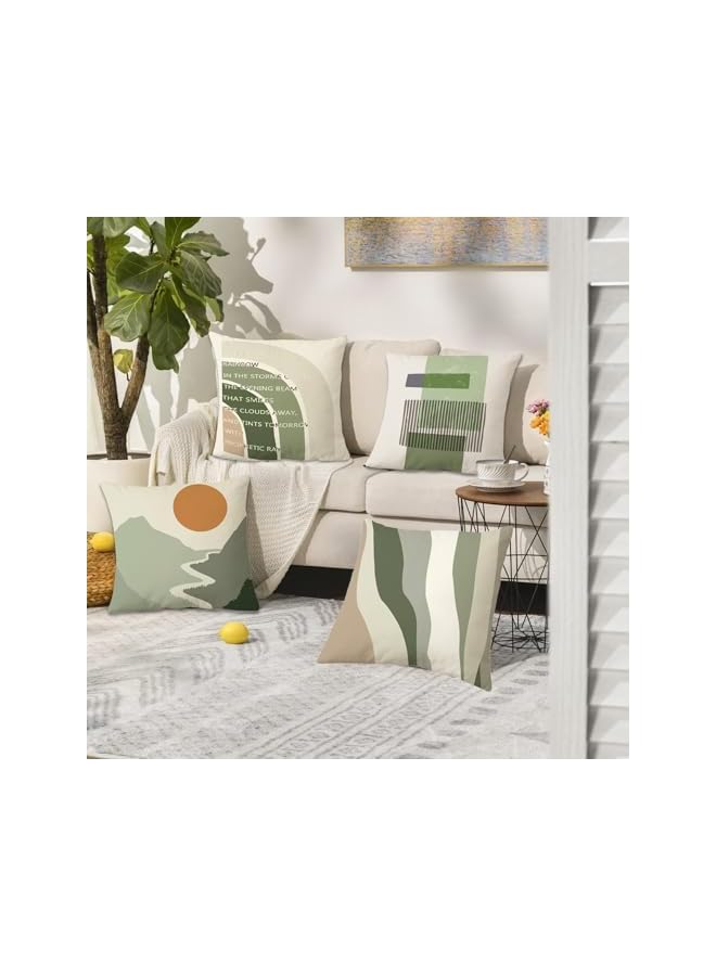 The Bros طقم أغطية وسائد خضراء 4 قطع (45×45 سم)، أغطية وسائد خارجية كلاسيكية، أغطية وسائد للحديقة للرجال والنساء، طقم أغطية وسائد من 4، أغطية وسائد خضراء فاتحة بأسلوب بوهيمي، أغطية وسائد خضراء للأريكة - Image 2