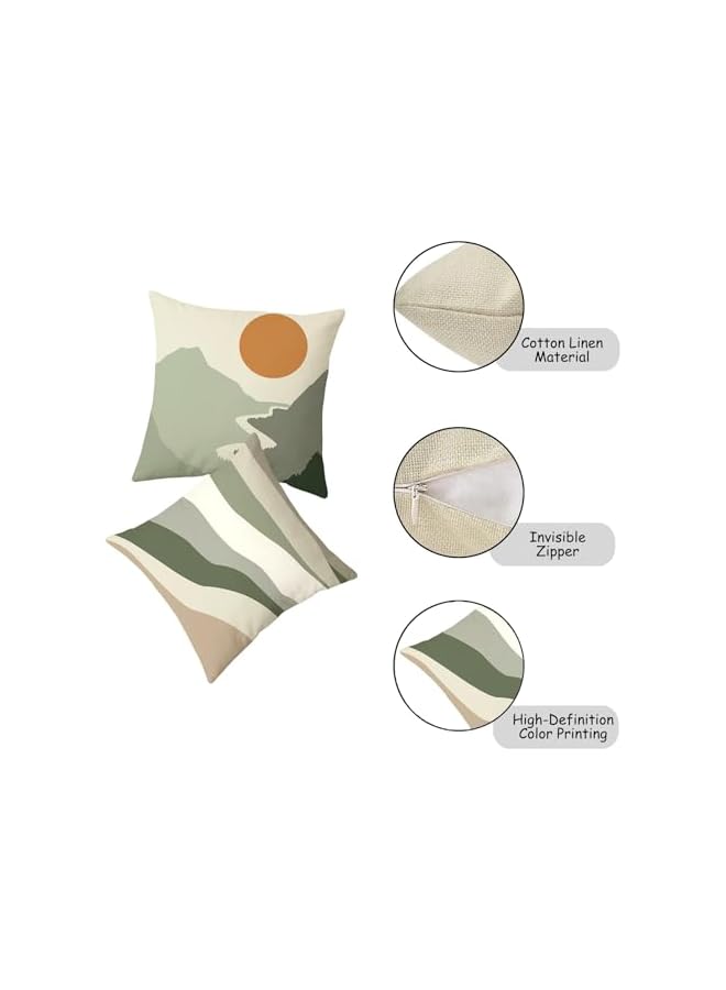 The Bros طقم أغطية وسائد خضراء 4 قطع (45×45 سم)، أغطية وسائد خارجية كلاسيكية، أغطية وسائد للحديقة للرجال والنساء، طقم أغطية وسائد من 4، أغطية وسائد خضراء فاتحة بأسلوب بوهيمي، أغطية وسائد خضراء للأريكة - Image 5